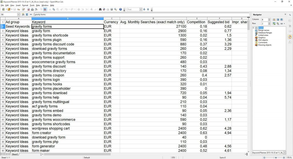 Screenshot of preparing an import CSV file to import in Gravity Forms. 