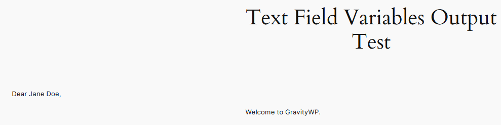 Text Field Variables sample Test Output