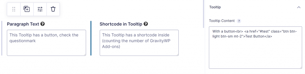 Screenshot example of a Bootstrap styled button inside the Tooltip. 