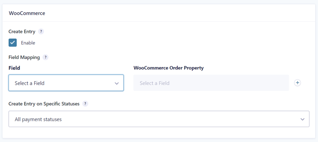 Screenshot when WooCommerce Add-on for Gravity Forms is enabled. 