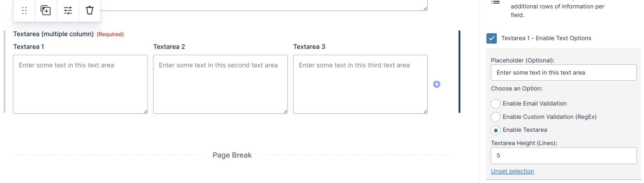 Textarea Columns for Gravity Forms List Fields
