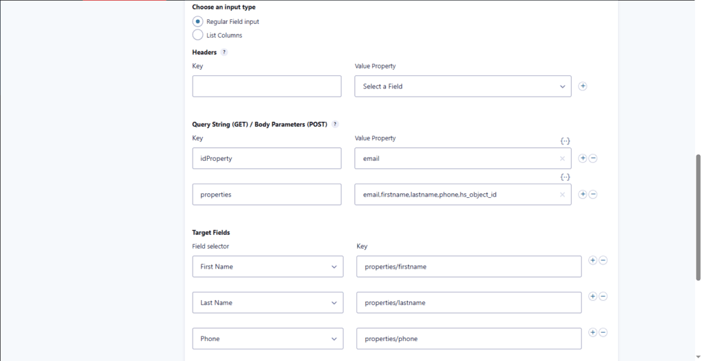 Map HubSpot JSON to Gravity Forms fields