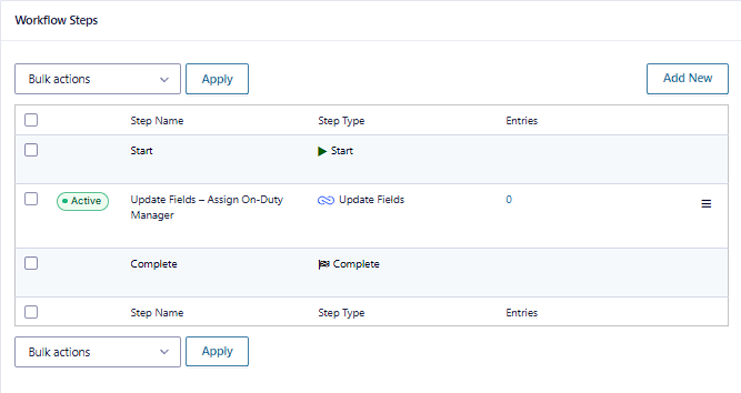 Workflow steps list showing the first automation step in Priority Incident