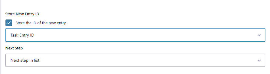 Store the created record ID setting saved into the Task ID field