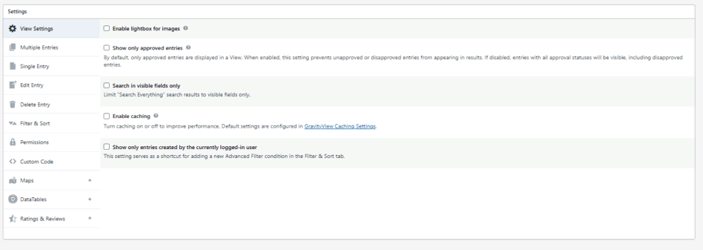 GravityView settings showing the Show only approved entries option for a workshop registration waitlist system dashboard