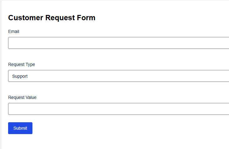 Customer Request Form fields used to show previous Gravity Forms submissions by email
