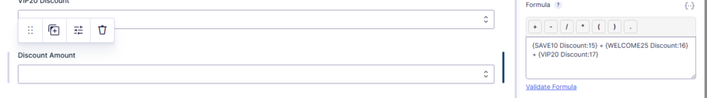 Gravity Forms Discount Amount formula combining fixed and percentage discount fields