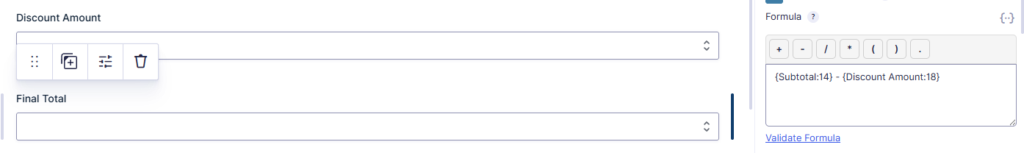 Gravity Forms Final Total formula subtracting discount amount from subtotal