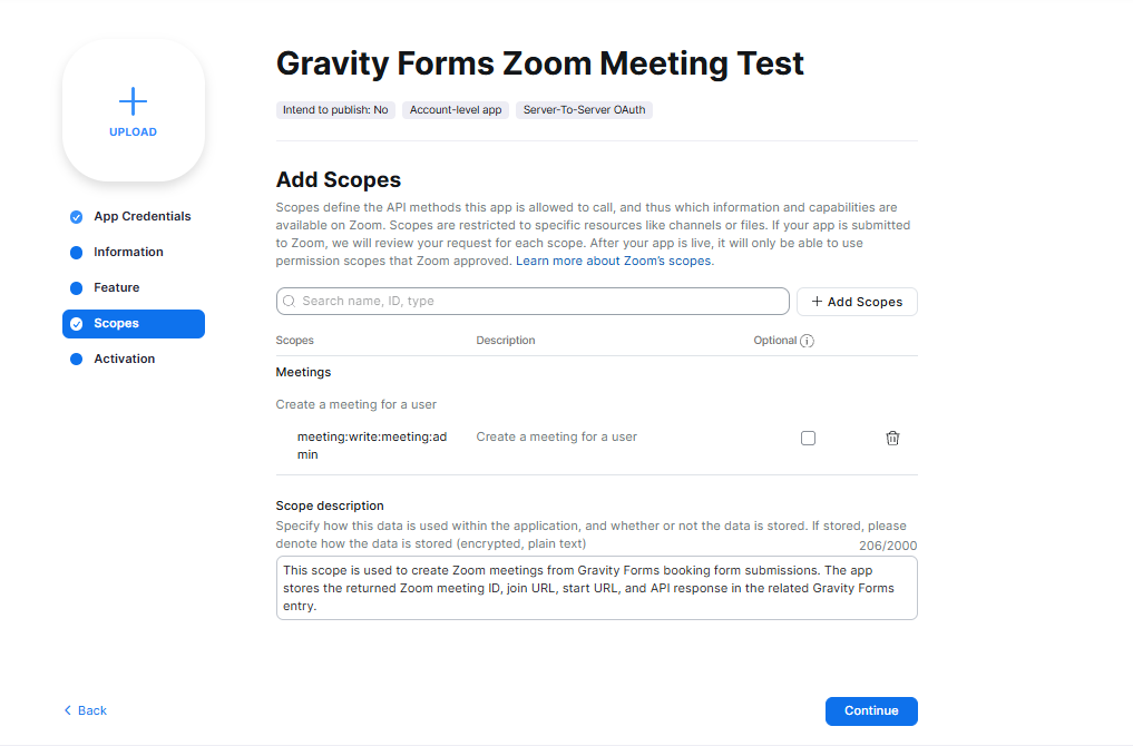 Gravity Forms Zoom Booking Form with meeting topic, date, time, duration, and meeting notes fields