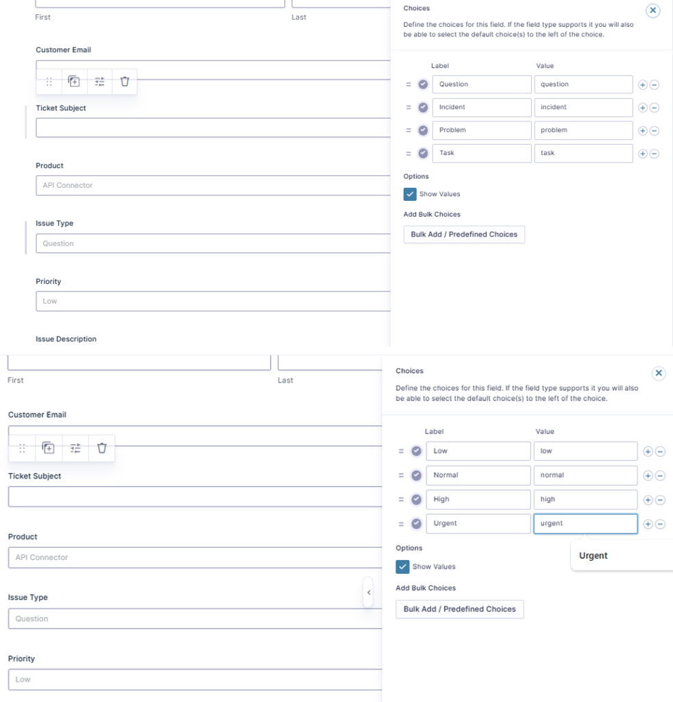 Gravity Forms Issue Type and Priority dropdowns with Zendesk-compatible stored values enabled