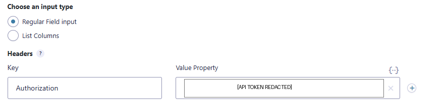 GravityWP API Connector Authorization header for ClickUp with API token redacted