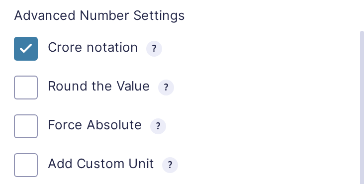 Advanced Number Settings of a Gravity Forms Number field with Crore notation checked